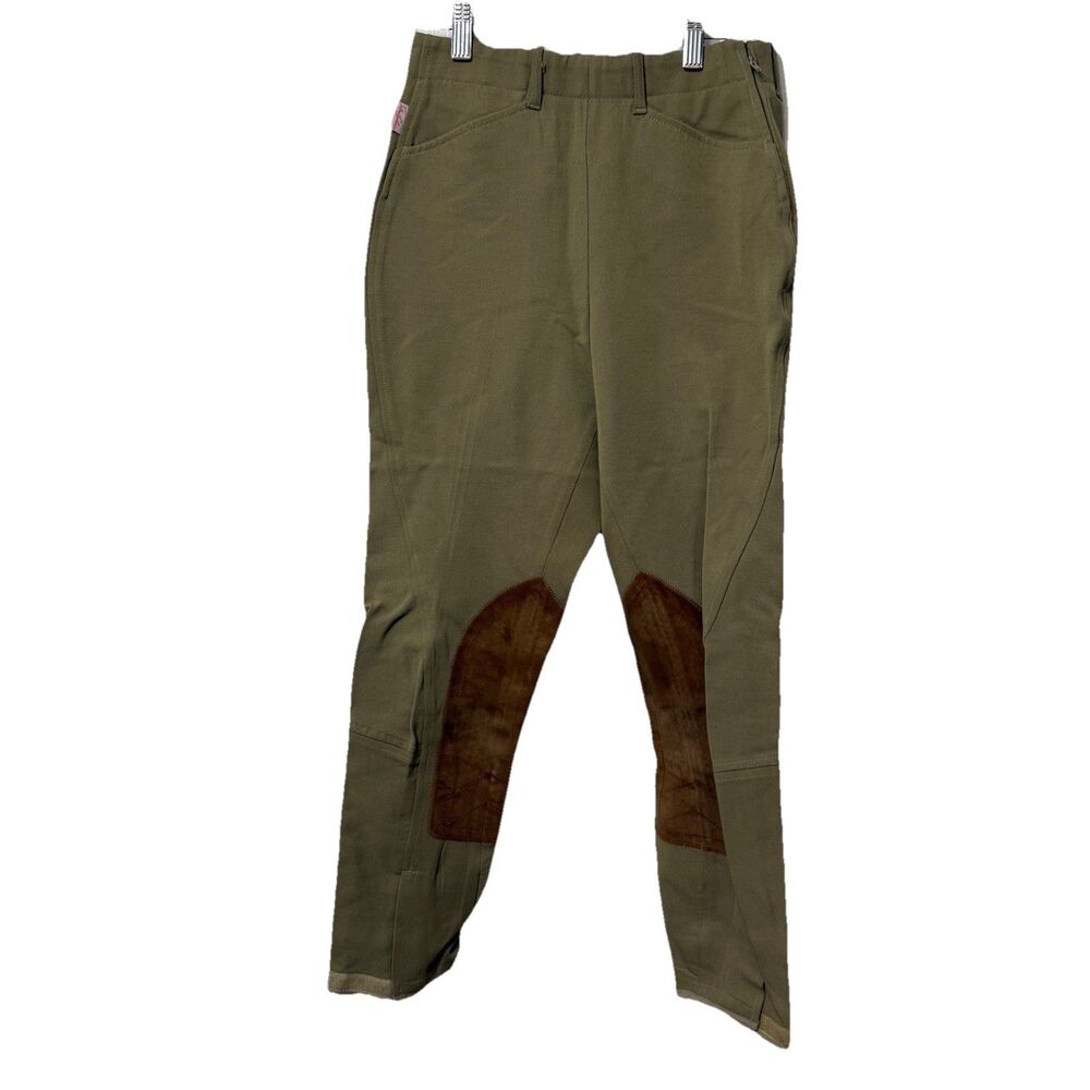 Tailored Sportsman Breeches Women’s Tan Brown Side Zip Leather Knee Patch 25/26